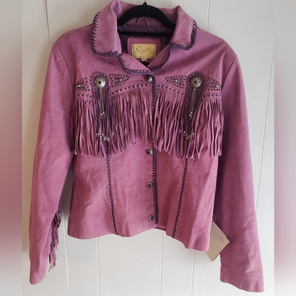 Scully PURPLE Suede Fringe Jacket - Picture 3 of 10